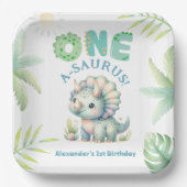 Assiettes En Carton Un A-Saurus Triceratops Dinosaur 1er anniversaire (Recto)
