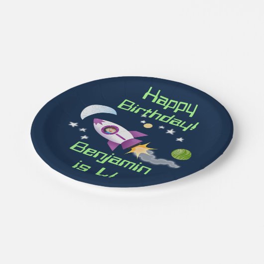 Assiettes En Carton Un adorable vaisseau-fusée dans l'espace dessin an (Angle)