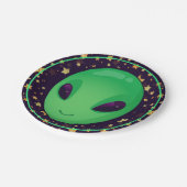 Assiettes En Carton Un Alien Vert Coup Sur Les Étoiles D'Or Amusant (Angle)