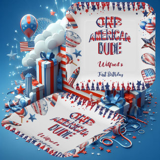 Assiettes En Carton Un Américain Dude 4 Juillet Rouge Blanc Bleu Anniv