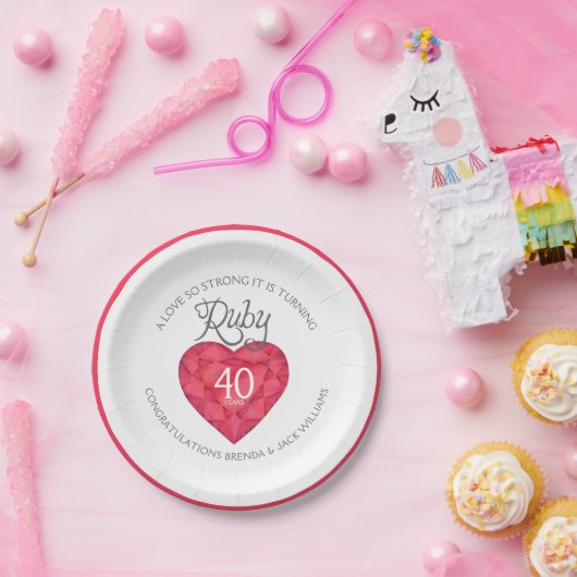 Assiettes En Carton Un amour si fort rubis plaques de mariage (Fête)