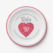 Assiettes En Carton Un amour si fort rubis plaques de mariage (Devant)