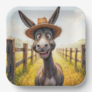 Assiettes En Carton Un âne fou porte un Casquette de paille