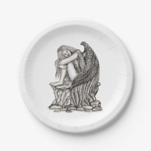 Assiettes En Carton Un ange endormi sur la pierre