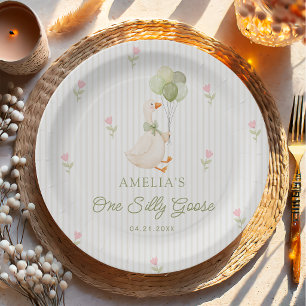 Assiettes En Carton Un anniversaire de 1 an Ballons Fleuris Une Oie Id