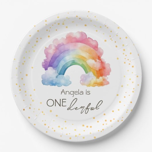 Assiettes En Carton Un Anniversaire de enfant arc-en-ciel délirant (Devant)