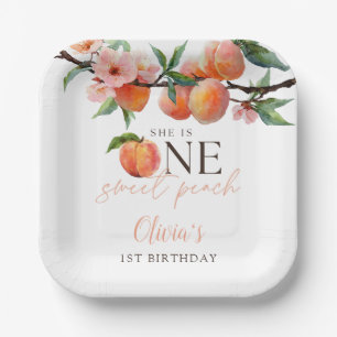 Assiettes En Carton Un anniversaire Sweet Peach 1 an 
