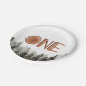 Assiettes En Carton Un arbre vert rustique 1er anniversaire (Angle)