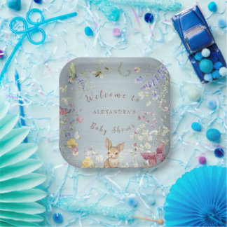 Assiettes En Carton Un Baby shower bleu