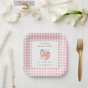 Assiettes En Carton Un Baby shower de fraise Berry Sweet Baby