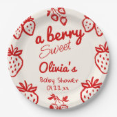 Assiettes En Carton Un Baby shower de fraises à la main douce Berry (Devant)