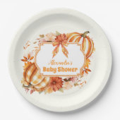 Assiettes En Carton Un Baby shower Floral De Chute Un Peu Citrouille (Devant)