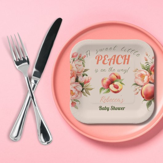 Assiettes En Carton Un Baby shower Floral D'Été Doux Petite Pêche