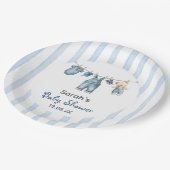 Assiettes En Carton Un Baby shower Jean bleu (Angle)