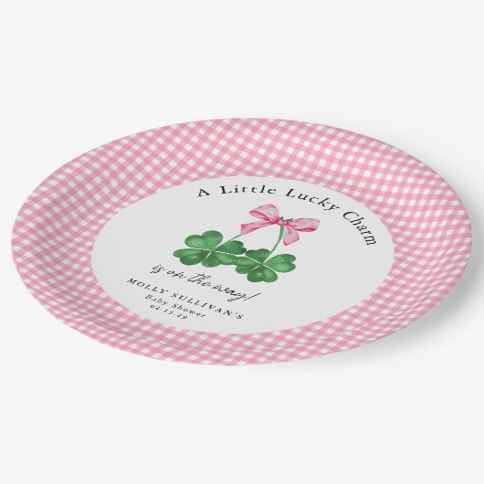 Assiettes En Carton Un Baby shower Shamrock Un Peu Chanceux (Angle)