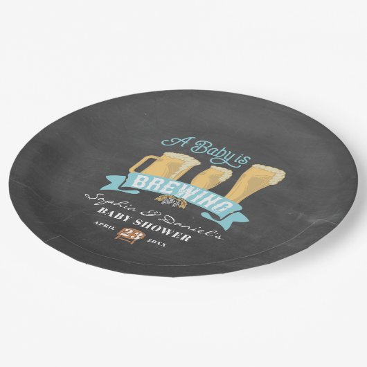 Assiettes En Carton Un bébé brasse des plaques de papier Baby shower (Angle)