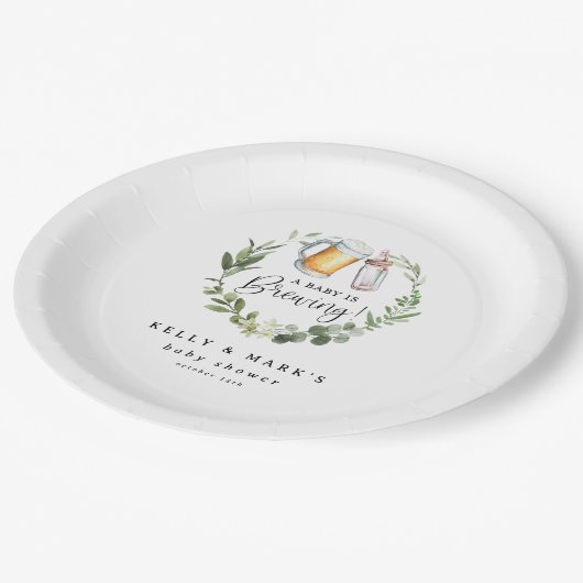 Assiettes En Carton Un bébé brasse du Baby shower (Angle)