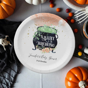 Assiettes En Carton un bébé brasse Halloween Baby shower Peach