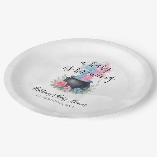 Assiettes En Carton Un bébé brasse rose et bleu cauldron (Angle)