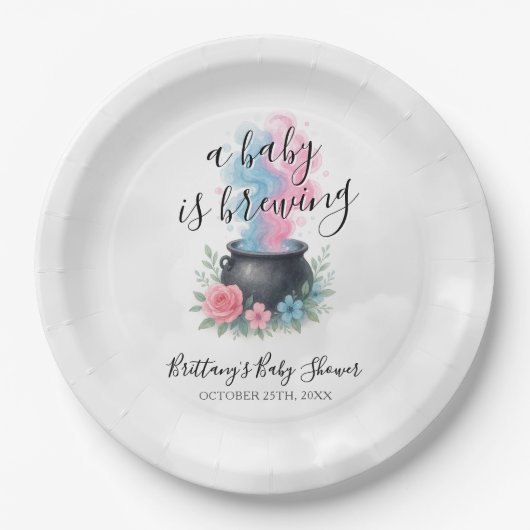 Assiettes En Carton Un bébé brasse rose et bleu cauldron (Devant)