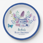 Assiettes En Carton Un bébé brasse un Baby shower de tasses fleuries (Devant)