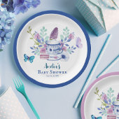 Assiettes En Carton Un bébé brasse un Baby shower de tasses fleuries