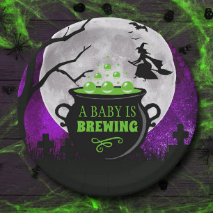 Assiettes En Carton Un bébé brasse un Baby shower d'Halloween