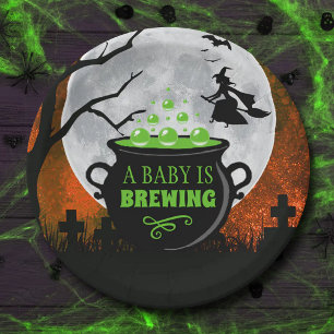 Assiettes En Carton Un bébé brasse un Baby shower d'Halloween