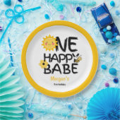 Assiettes En Carton Un Bébé Jaune Sunny Bee Girls 1er anniversaire (Fête)