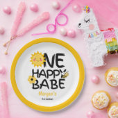 Assiettes En Carton Un Bébé Jaune Sunny Bee Girls 1er anniversaire (Fête)