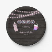 Assiettes En Carton Un Bébé Rustique Brûle Du Baby shower Rose (Devant)