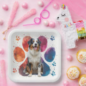 Assiettes En Carton Un berger australien en empreinte (Fête)