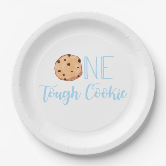 Assiettes En Carton Un biscuit dur bleu fête d'anniversaire (Devant)