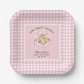 Assiettes En Carton Un biscuit intelligent Filles premier anniversaire (Recto)