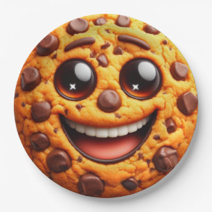 Assiettes En Carton Un biscuit souriant.
