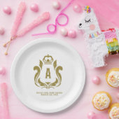 Assiettes En Carton Un blason doré initial A (Fête)