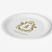 Assiettes En Carton Un blason doré initial A (Angle)