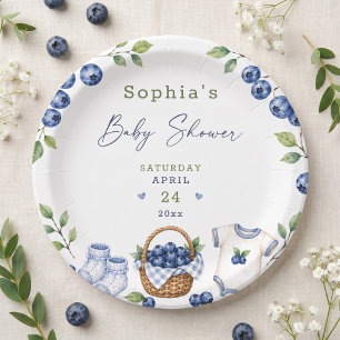 Assiettes En Carton Un bleu délicieux de myrtille aquarelle bleue mign
