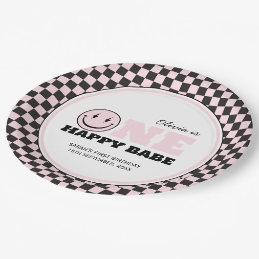 Assiettes En Carton Un bon bébé filles rose 1er anniversaire (Angle)