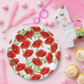 Assiettes En Carton Un bon nombre de pavots rouges (Fête)