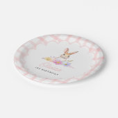 Assiettes En Carton Un Bunny Pastel Printemps rose En vichy 1er Annive (Angle)