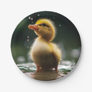 Assiettes En Carton "Un canard adorable dans la pluie
