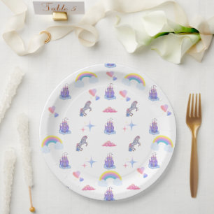 Assiettes En Carton Un château Whimsical, conte de fées et une plaque