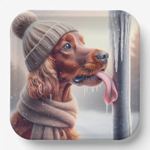 Assiettes En Carton Un Chien Irlandais Qui Lève Un Polonais Froissé