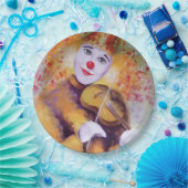 Assiettes En Carton Un clown doux jouant du violon (Fête)