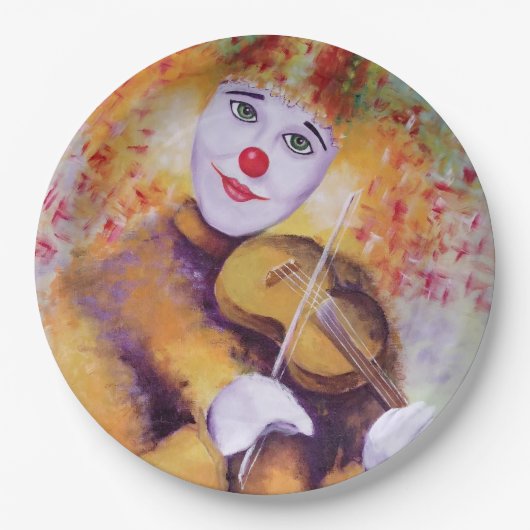 Assiettes En Carton Un clown doux jouant du violon (Devant)