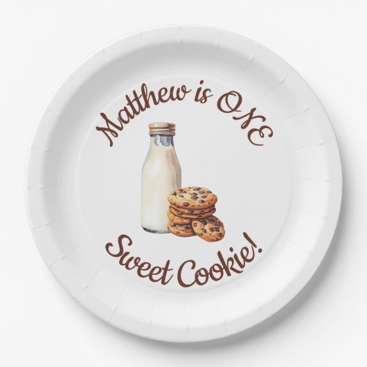 Assiettes En Carton Un Cookie Sucré ! Première fête d'anniversaire (Devant)