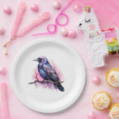 Assiettes En Carton Un Corbeau noir sur une branche (Fête)