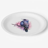 Assiettes En Carton Un Corbeau noir sur une branche (Angle)