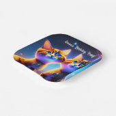 Assiettes En Carton Un couple de chats mignons sous le ciel étoilé - (Angulaire)